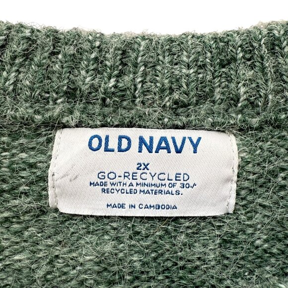 OLD NAVY Womens Sweater Plus Size 2X Heather Green Crew Neck Knit Pullover - Picture 5 of 9